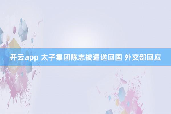 开云app 太子集团陈志被遣送回国 外交部回应