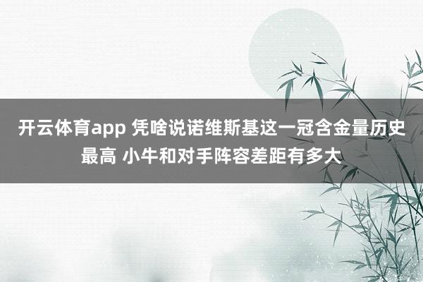 开云体育app 凭啥说诺维斯基这一冠含金量历史最高 小牛和对手阵容差距有多大