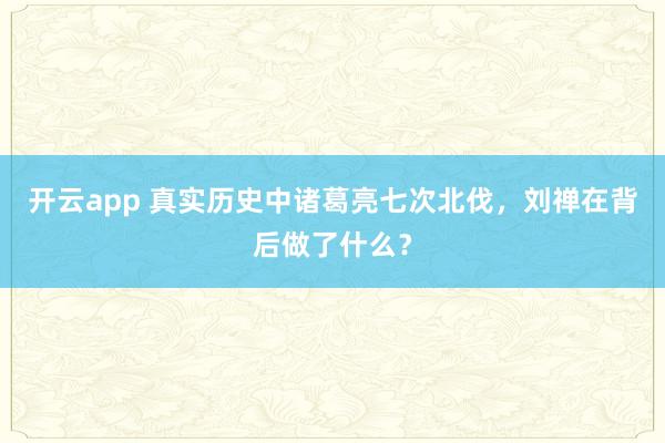 开云app 真实历史中诸葛亮七次北伐，刘禅在背后做了什么？
